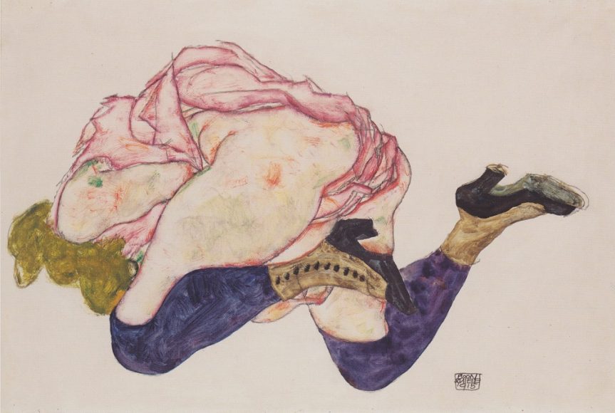 Egon_Schiele_-_Kniende_mit_hinunter_gebeugtem_Kopf_-_1915