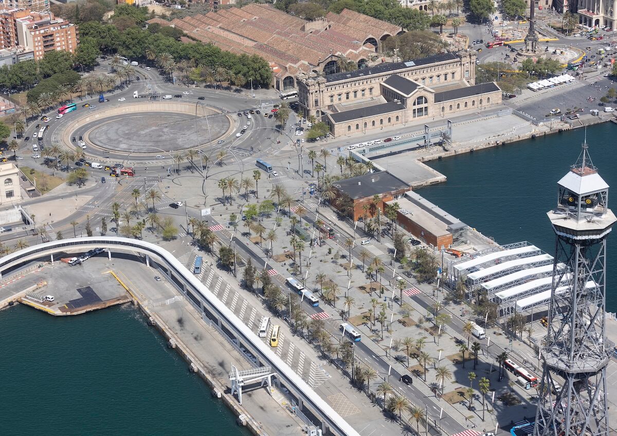 Vista aérea Rambla muelle de Barcelona